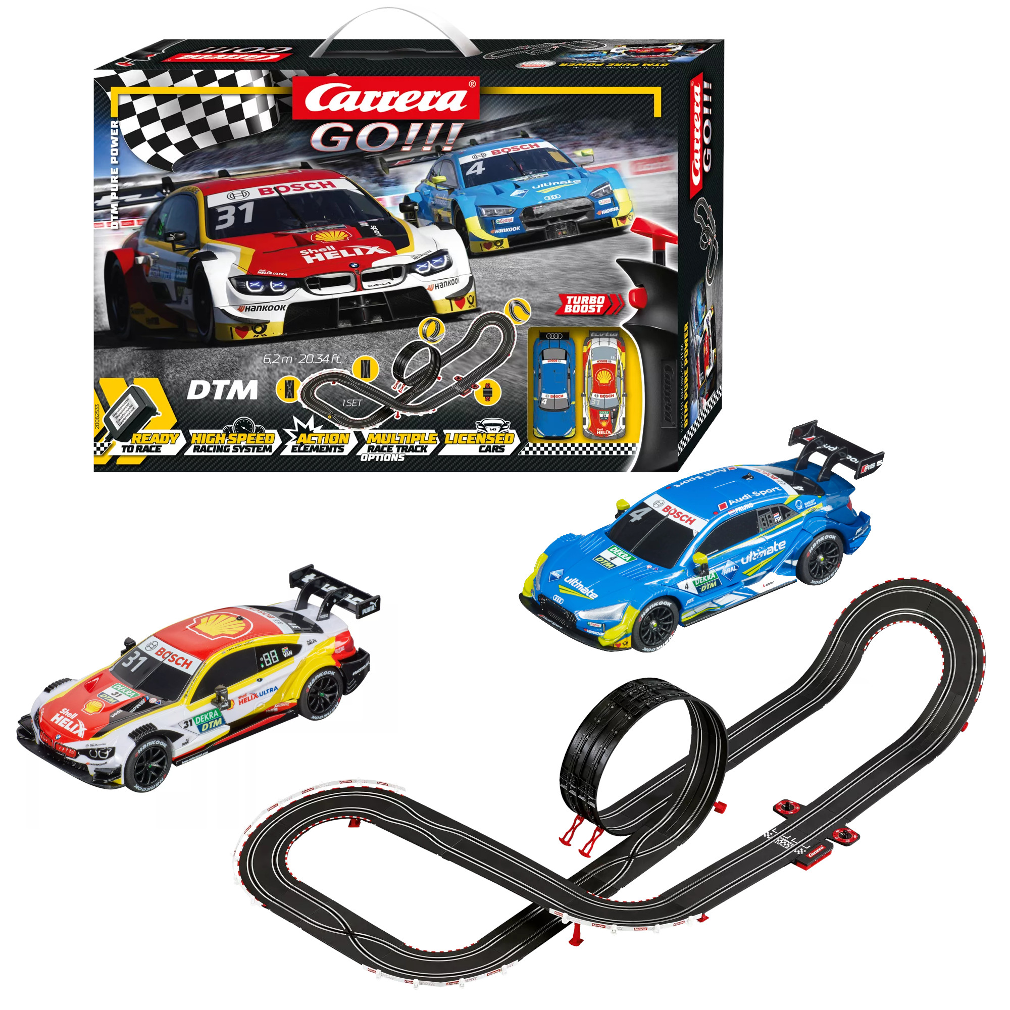 AUTORAMA CARRERA GO PISTA ELÉTRICA DTM PURE POWER 6,2M 1/43 CAR20062533  20062533